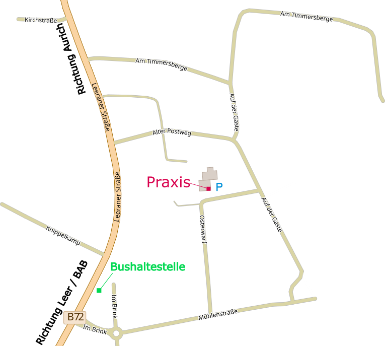 Anfahrtsskizze Psychotherapie Praxis Christina Lerch, Osterwarf 4, Hesel